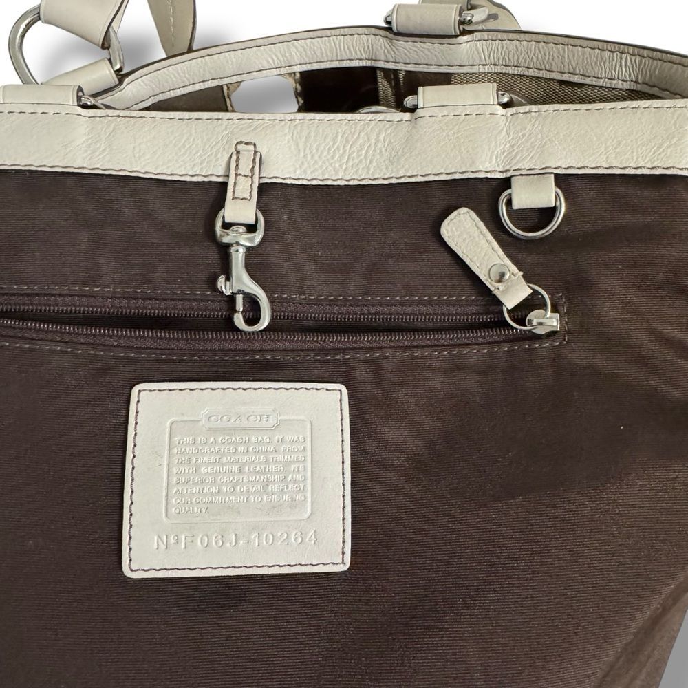 Coach Hamptons Large Signature Leather Trim Python Stripe Hobo Handbag Brown - Picture 9 of 11